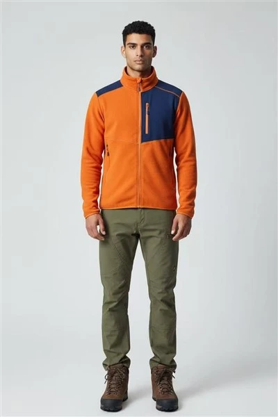 Men's Brushed Grid Stretch Mid-Layer Hiking Jacket high quality
